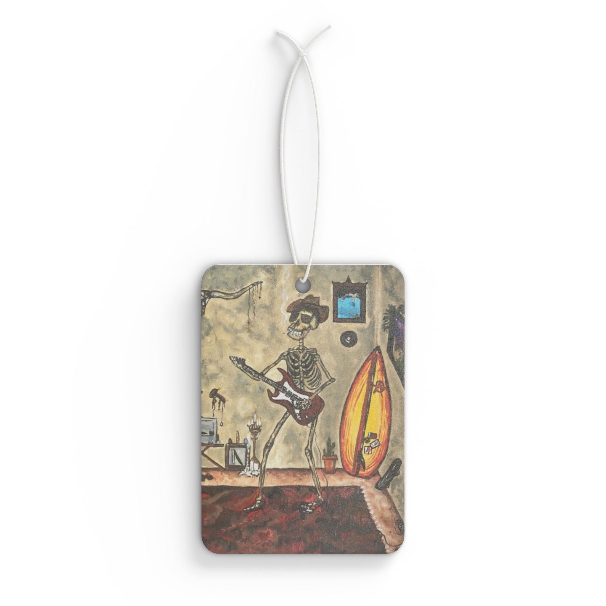 Skeleton Guitarist Car Air Freshener – Retro Surf Rock Vibe