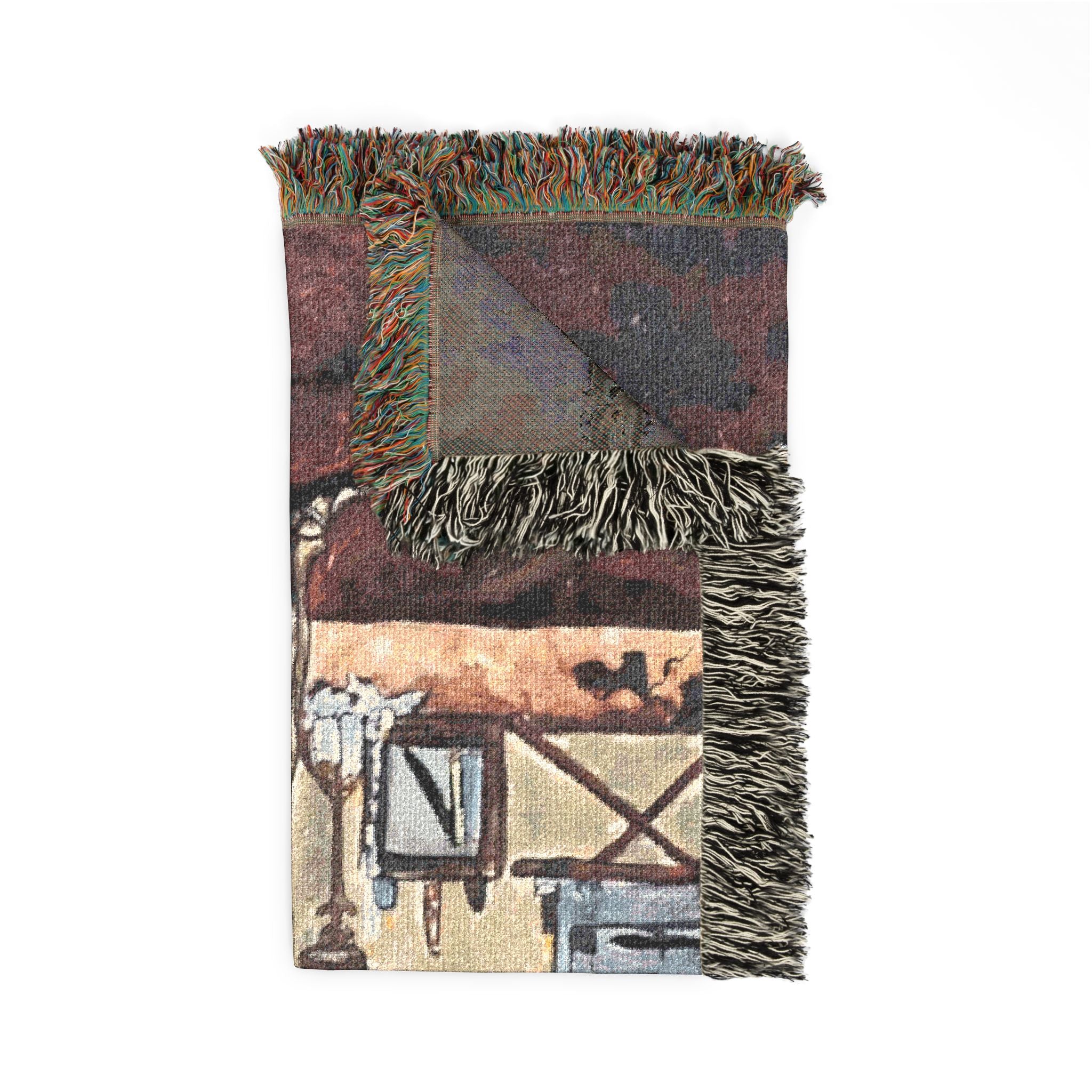 Surf & Strings Woven Blanket — Vintage Beach Guitar Tapestry Throw