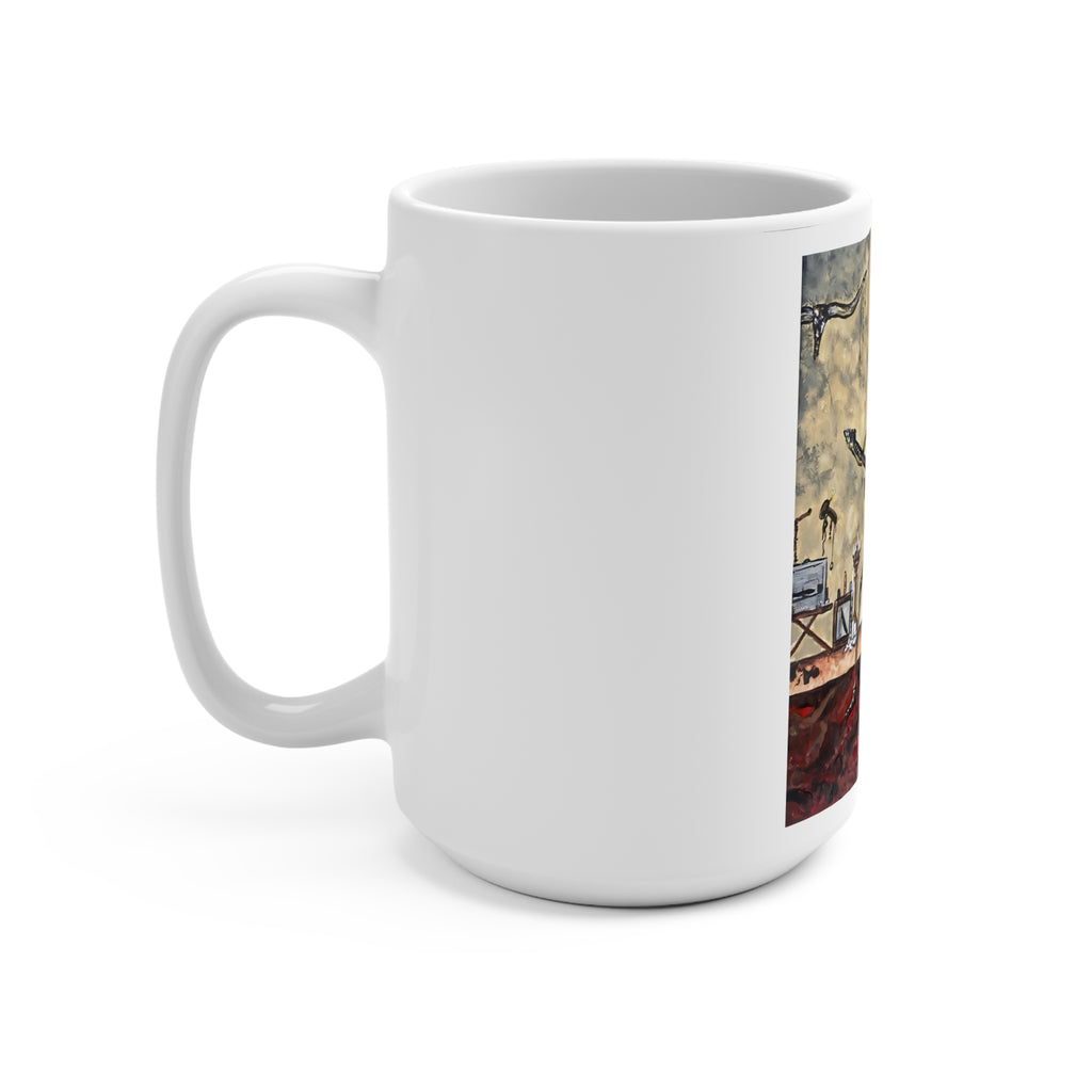 Skeleton Rocker Surfboard Mug – 15oz Guitarist Skull Art Coffee Cup