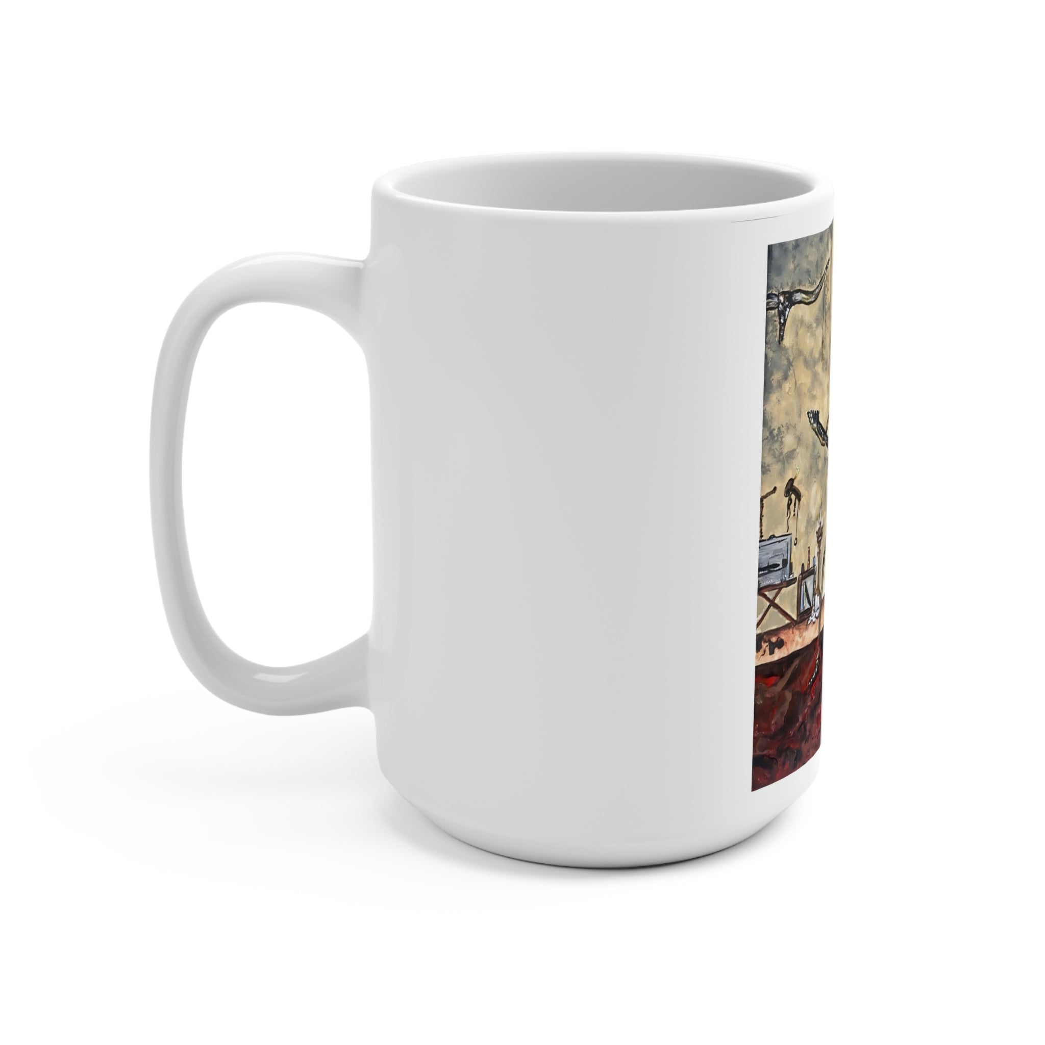 Skeleton Rocker Surfboard Mug – 15oz Guitarist Skull Art Coffee Cup