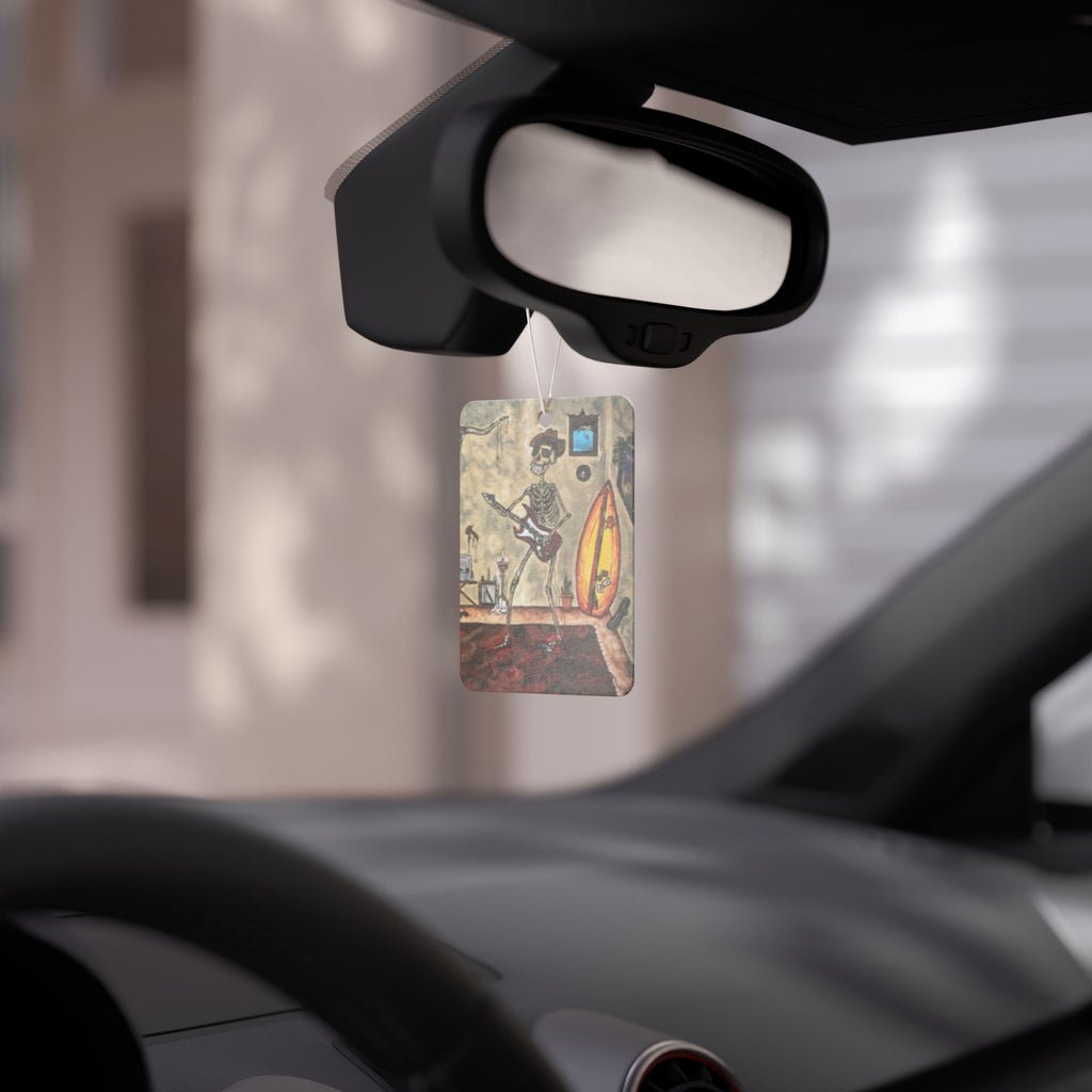 Skeleton Guitarist Car Air Freshener – Retro Surf Rock Vibe