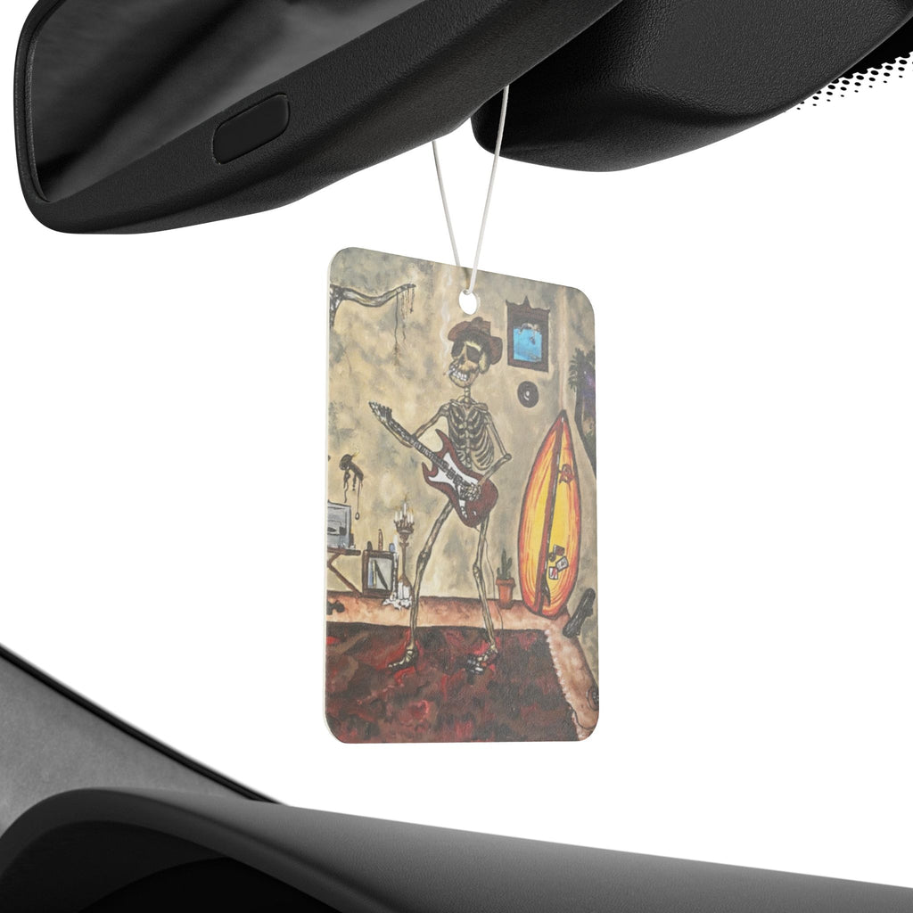 Skeleton Guitarist Car Air Freshener – Retro Surf Rock Vibe
