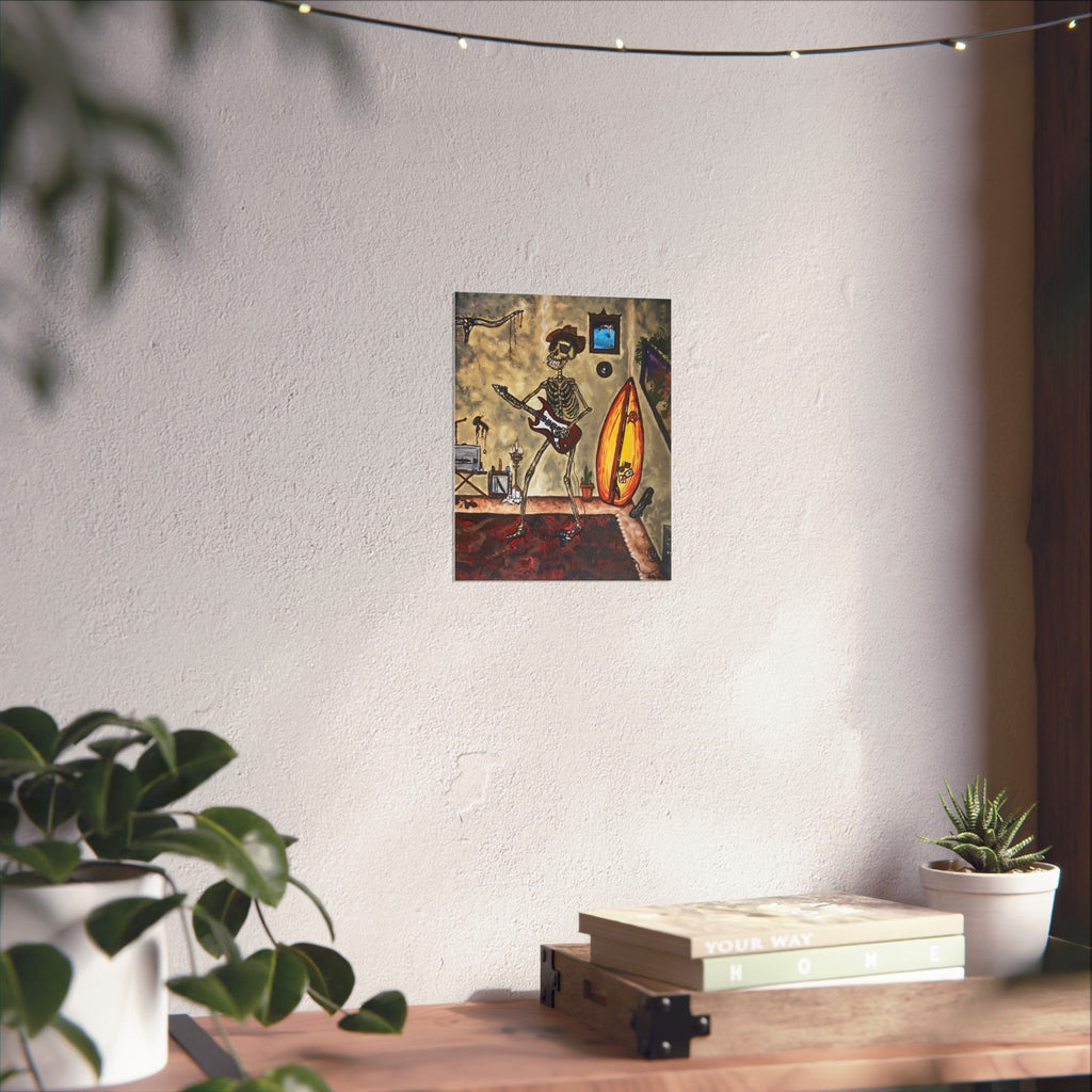 Skeleton guitar art Matte Vertical Posters
