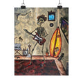 Skeleton guitar art Matte Vertical Posters